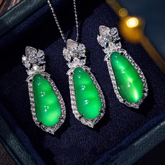 Chalcedony Jade, Bean Jade Pendant with 925 Sterling Silver Bail,Necklace
