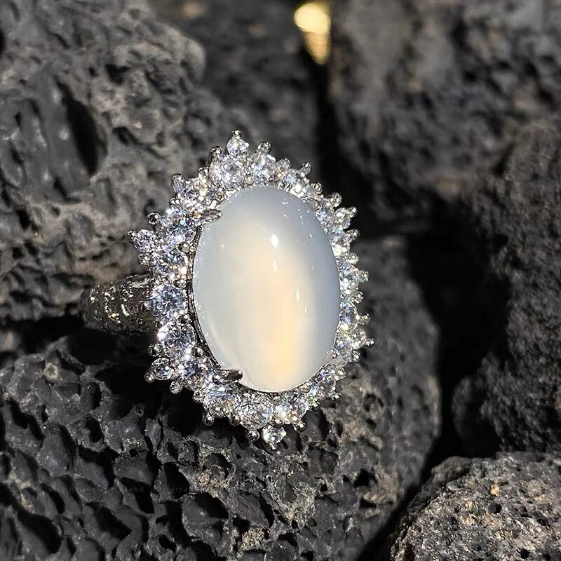 Natural Jade Classic Ring With Sterling 925 Frame, Jadeite Jade Ring