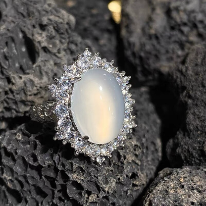Natural Jade Classic Ring With Sterling 925 Frame, Jadeite Jade Ring