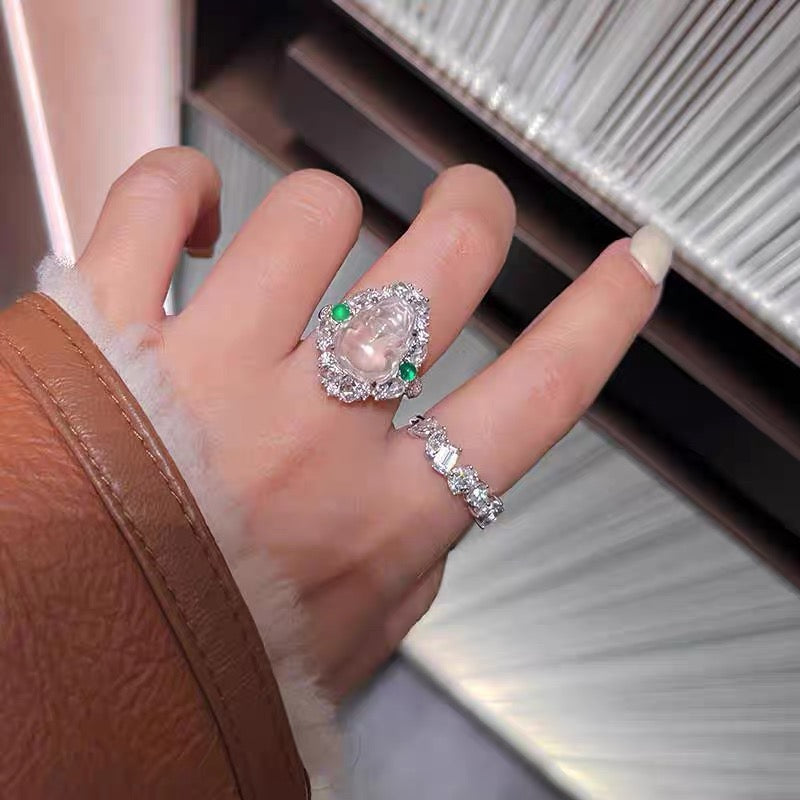 Lucky Pi Xiu Toad Jade Ring, Water Foam Jade Ring