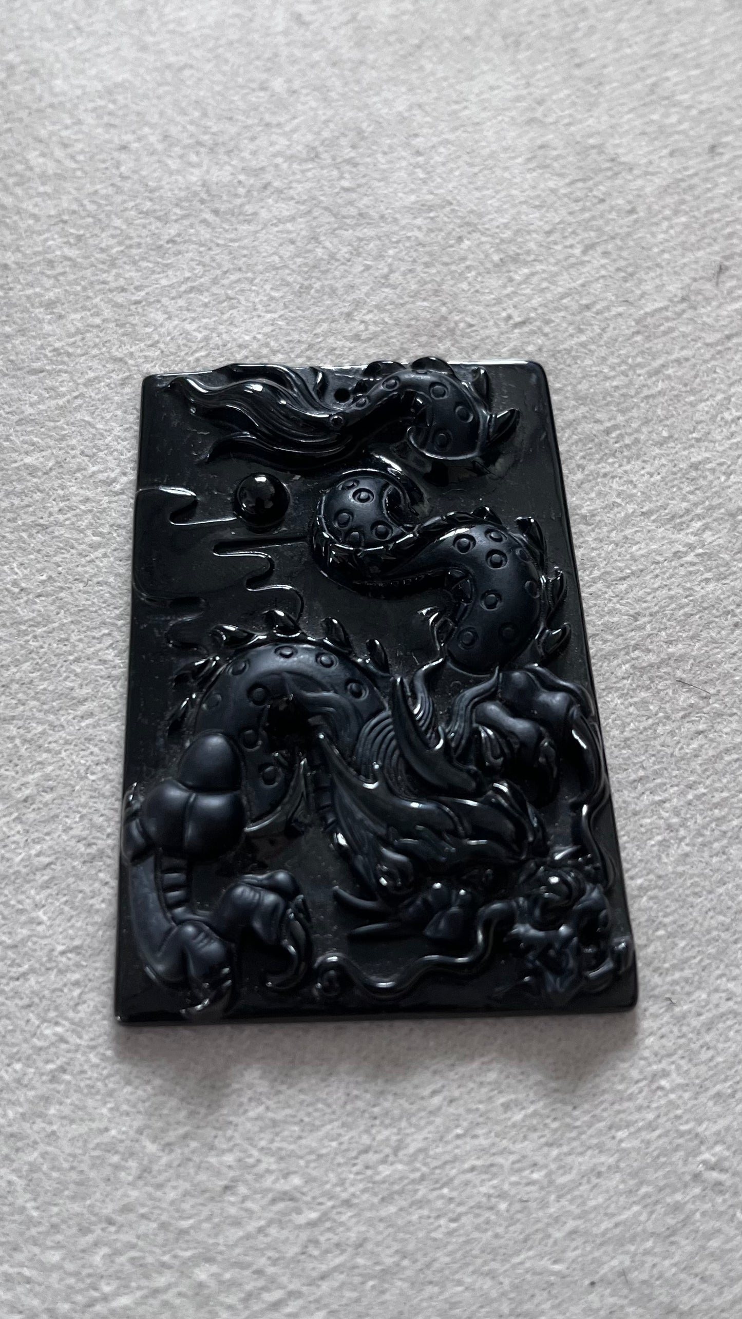 "Soaring Dragon" Natural Jadeite Jade Black Green Pedant Necklace, Collections